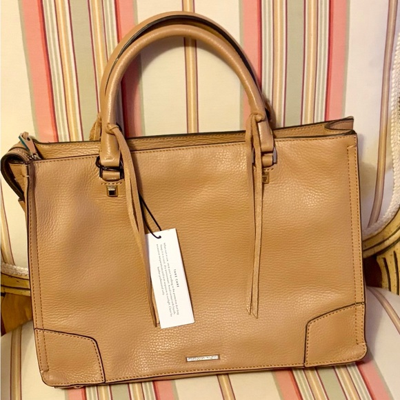 NWT Rebecca Minkoff Regan Leather Satchel - Desert Tan - Picture 2 of 10